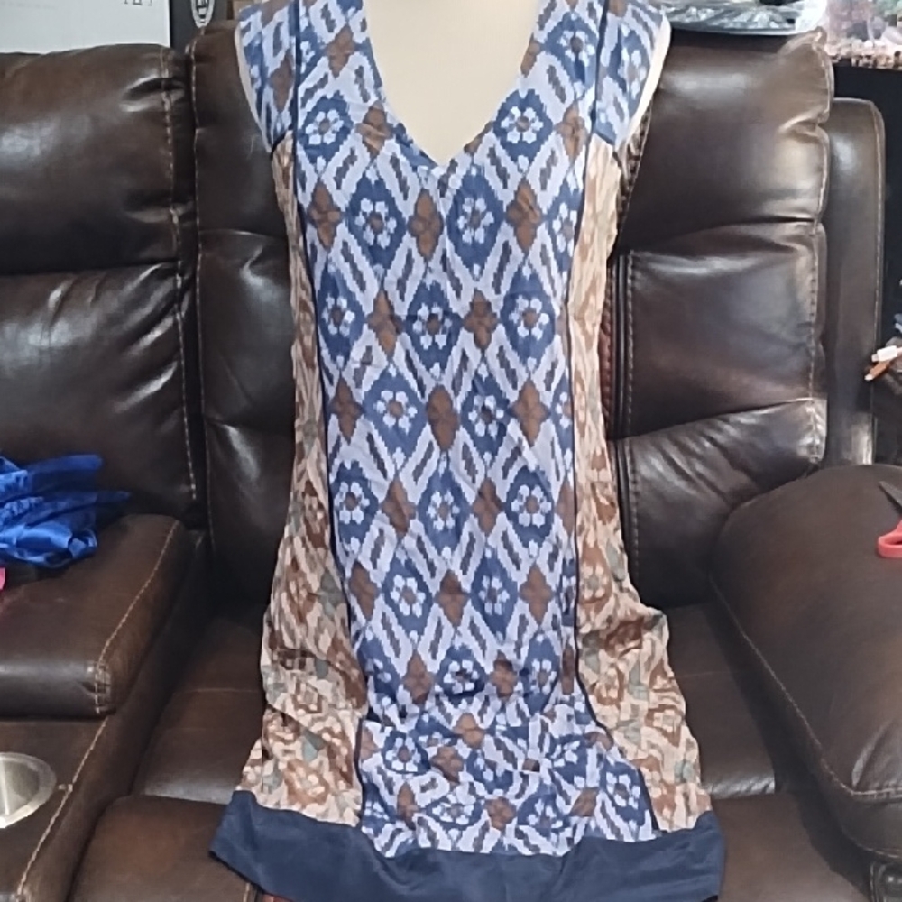 Geometric Pattern Sleeveless Dress